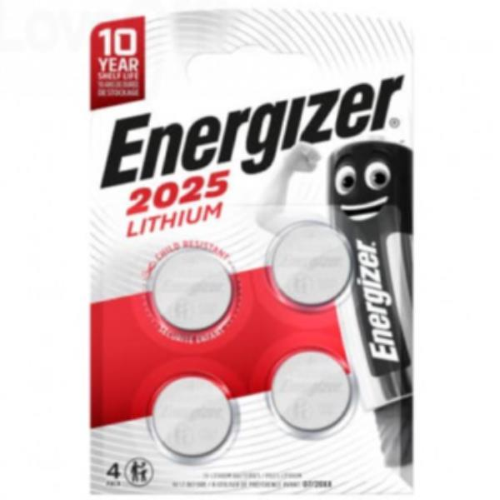 ENERGIZER CR 2025 BATTERIE A BOTTONE AL LITIO 3V CONF 4 Pz.